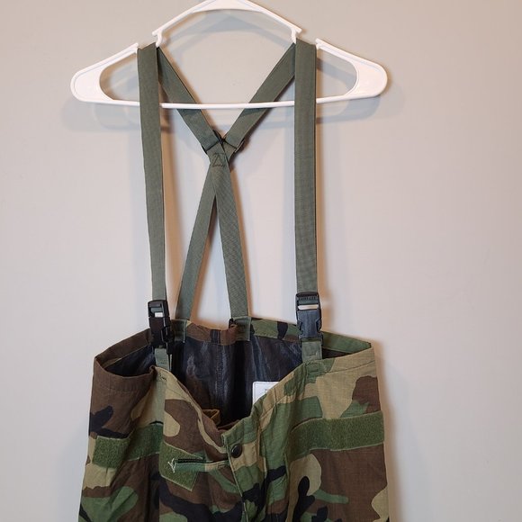 Military Overall Pant Woodland Camo Cargo Chemical Protective NFR Mens Medium - Picture 2 of 14